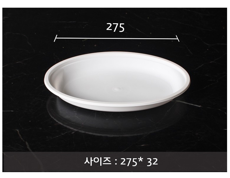 사출타원접시를 놓아두고 사이즈를 표기한 이미지