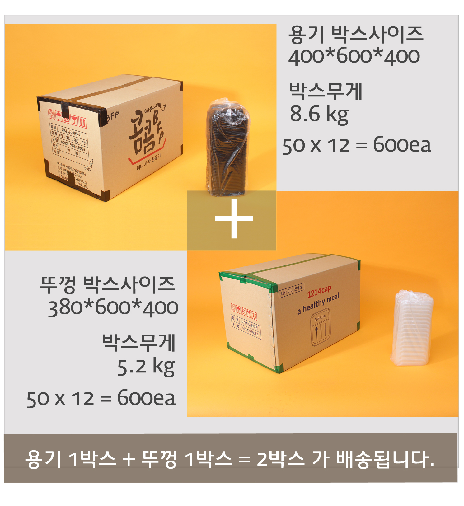 배송되는 포장용기의 박스 이미지와 사이즈 무게가 표기되어있다.