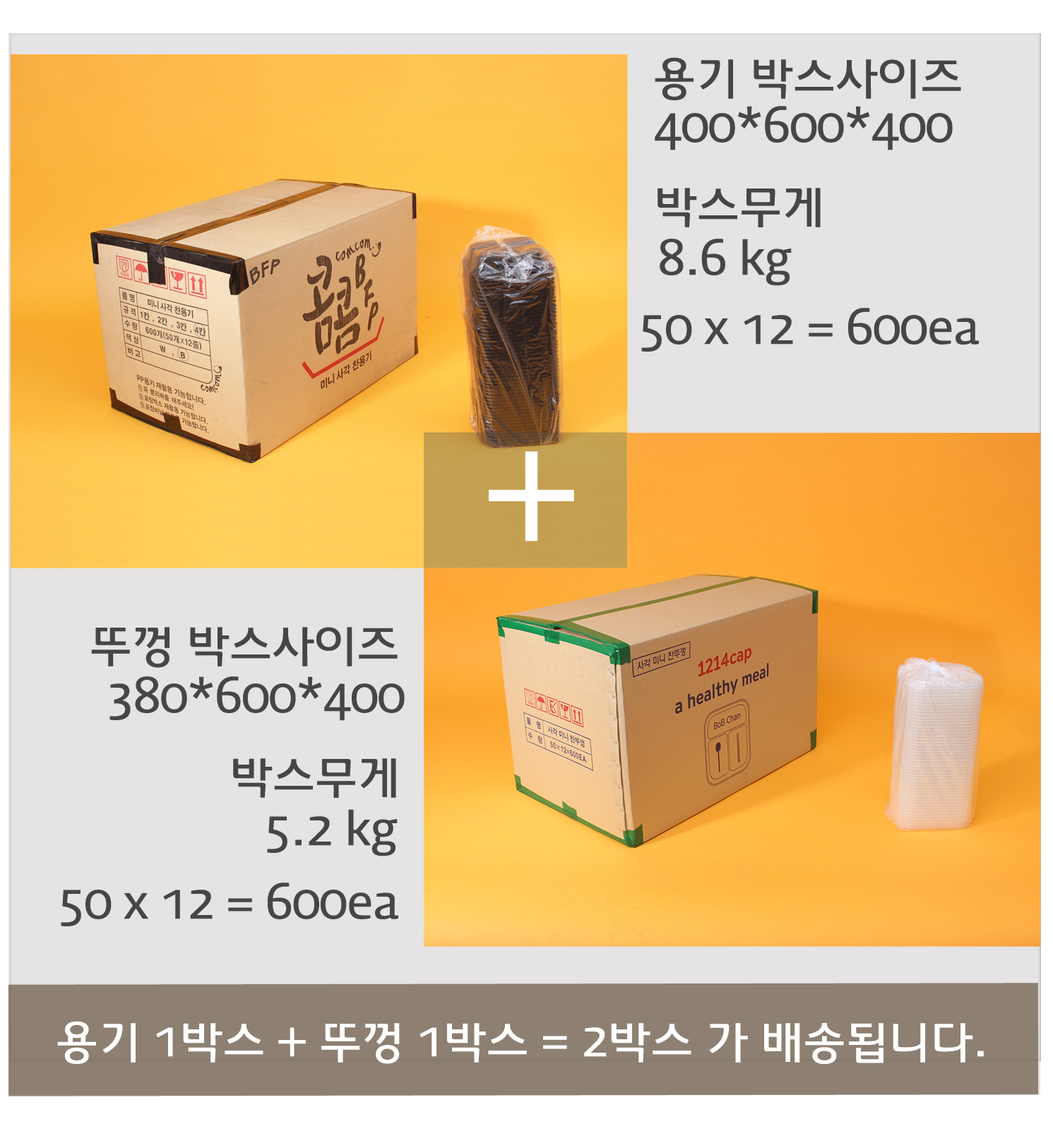 배송되는 포장용기의 박스 이미지와 사이즈 무게가 표기되어있다.
