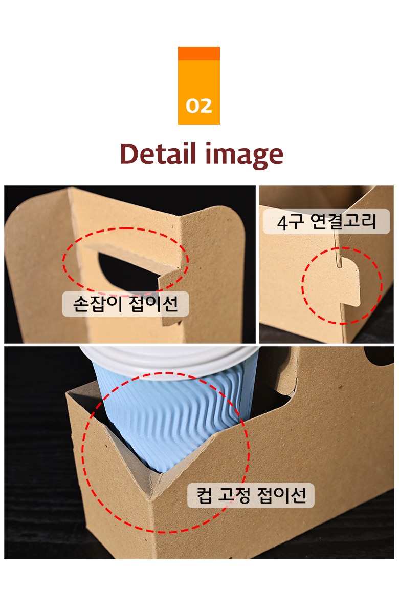 2구 종이컵캐리어 크기 정보, 175mm x 80mm x 225mm, 카페 테이크아웃용