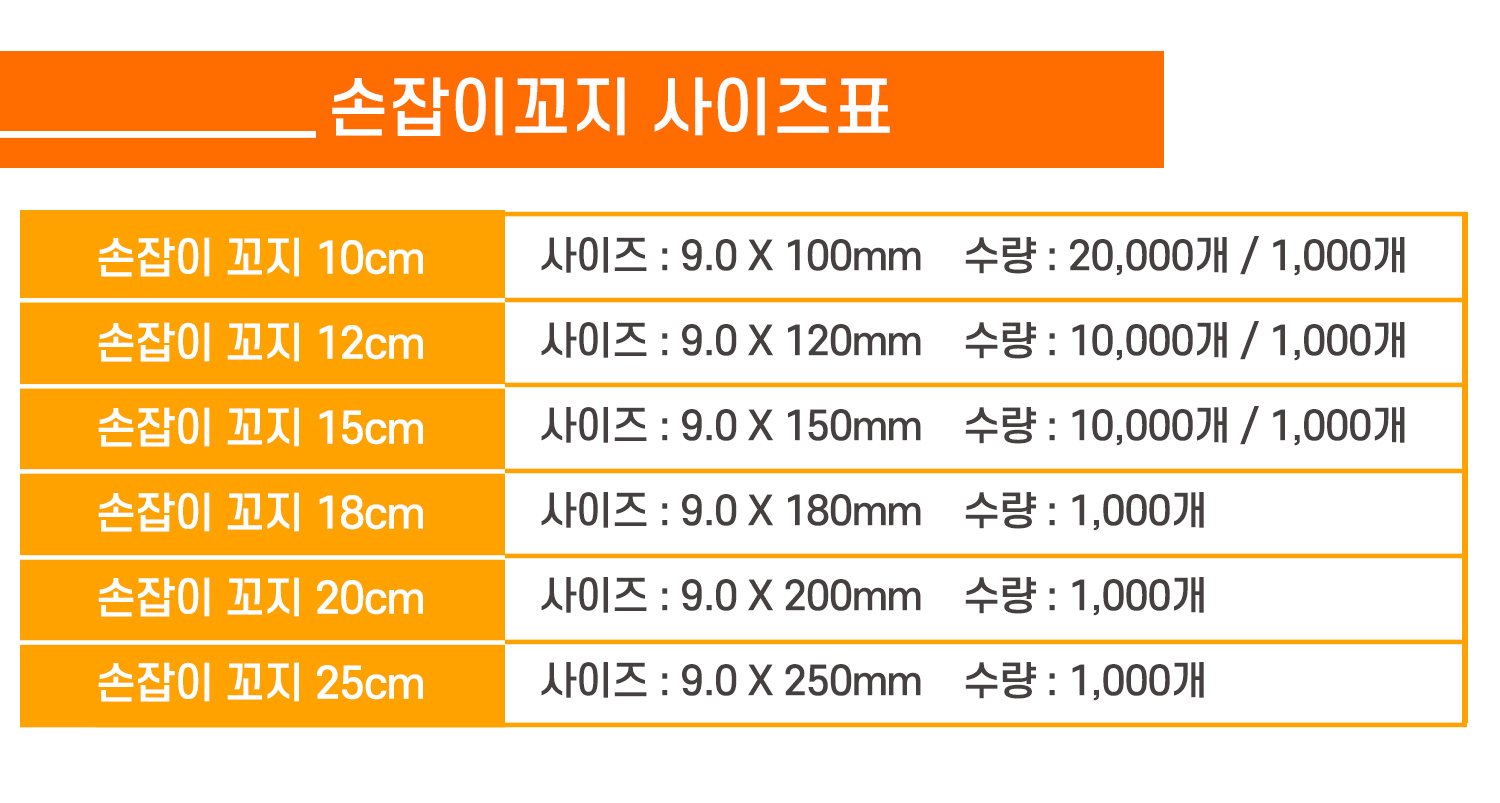 대나무꼬지의 다양한 제품 사이즈표