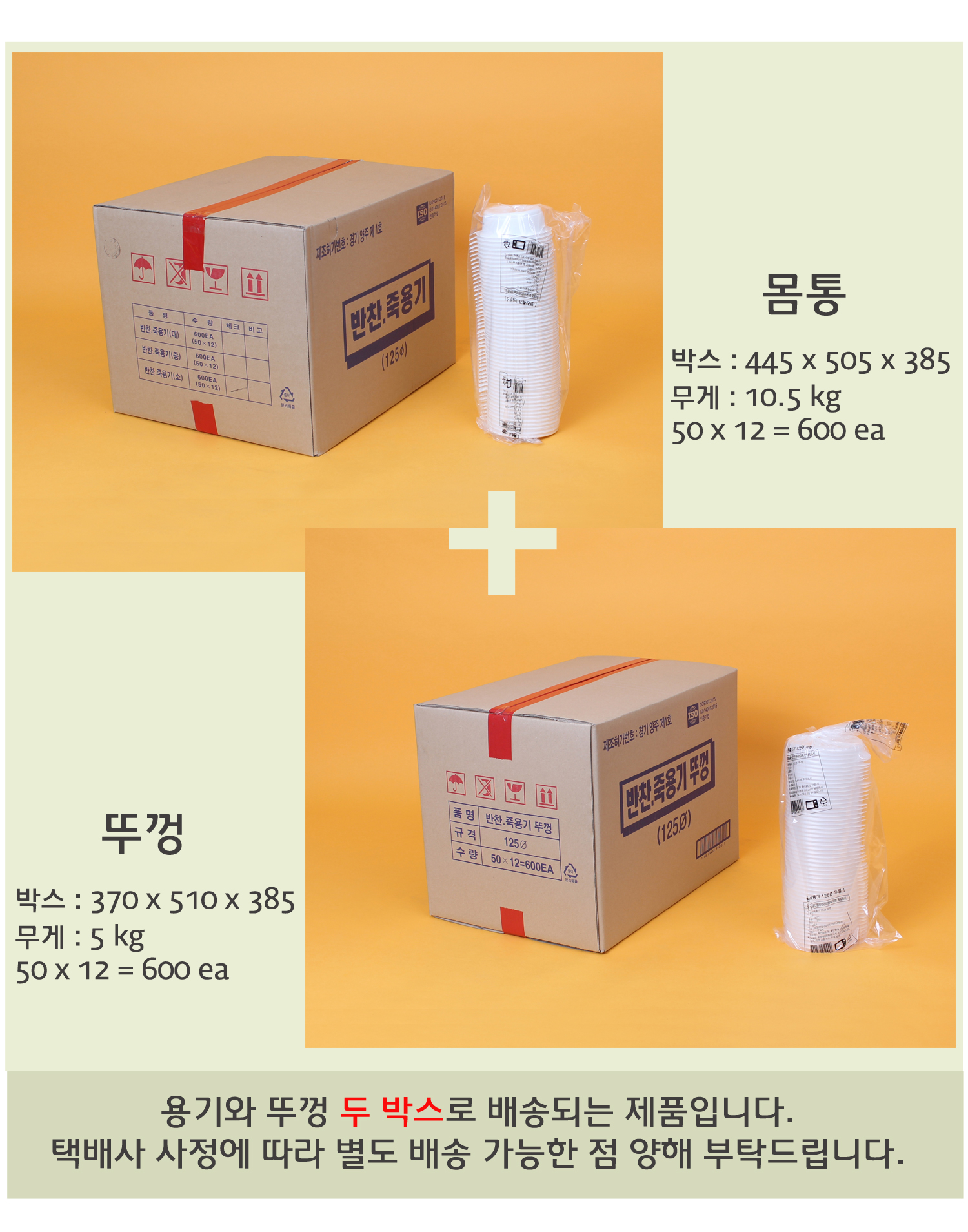 배송되는 박스의 사이즈와 무게가 표기된 이미지가 있고 배송기간 및 방법에 대한 안내 이미지가 보인다.