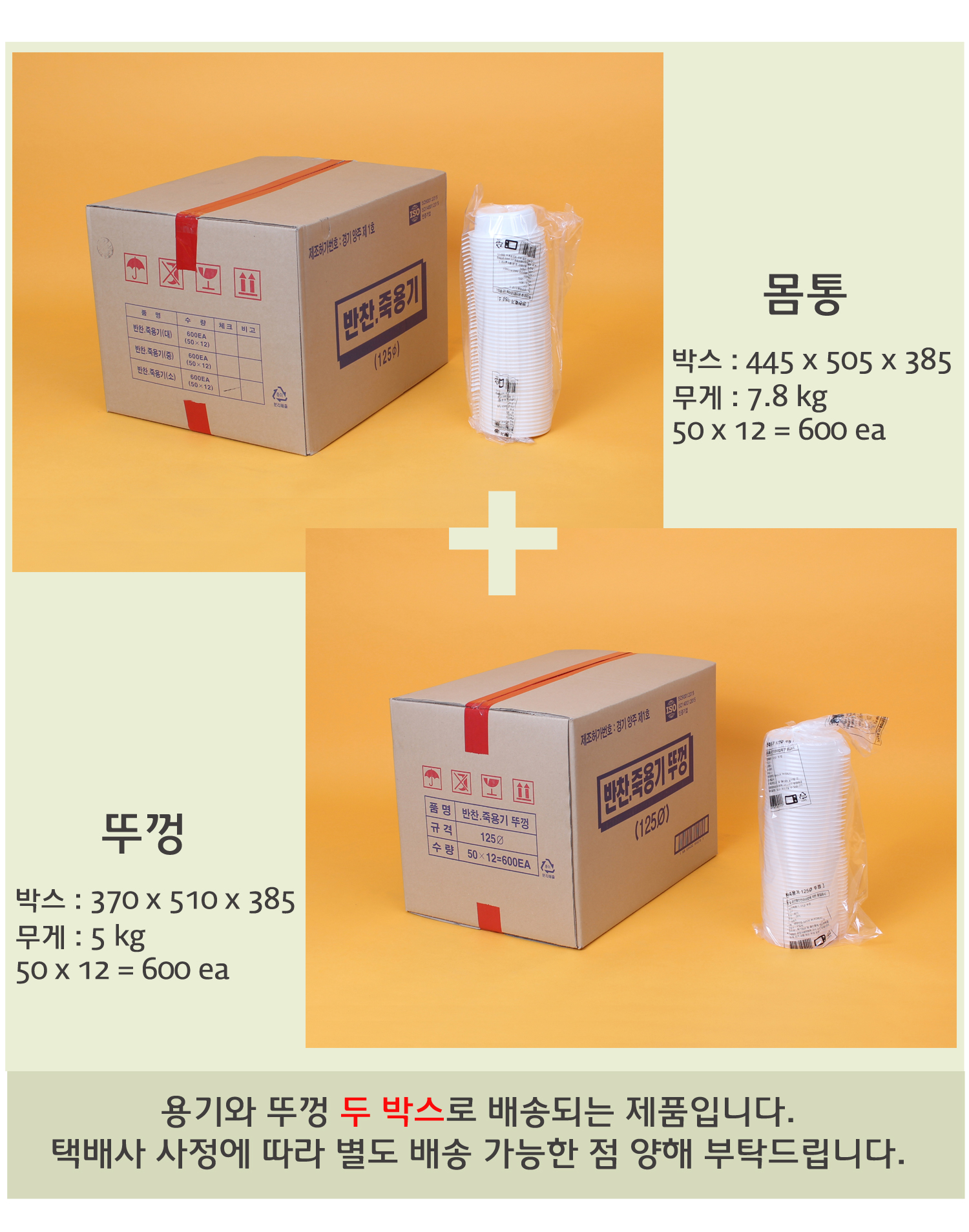 배송되는 박스의 사이즈와 무게가 표기된 이미지가 있고 배송기간 및 방법에 대한 안내 이미지가 보인다.