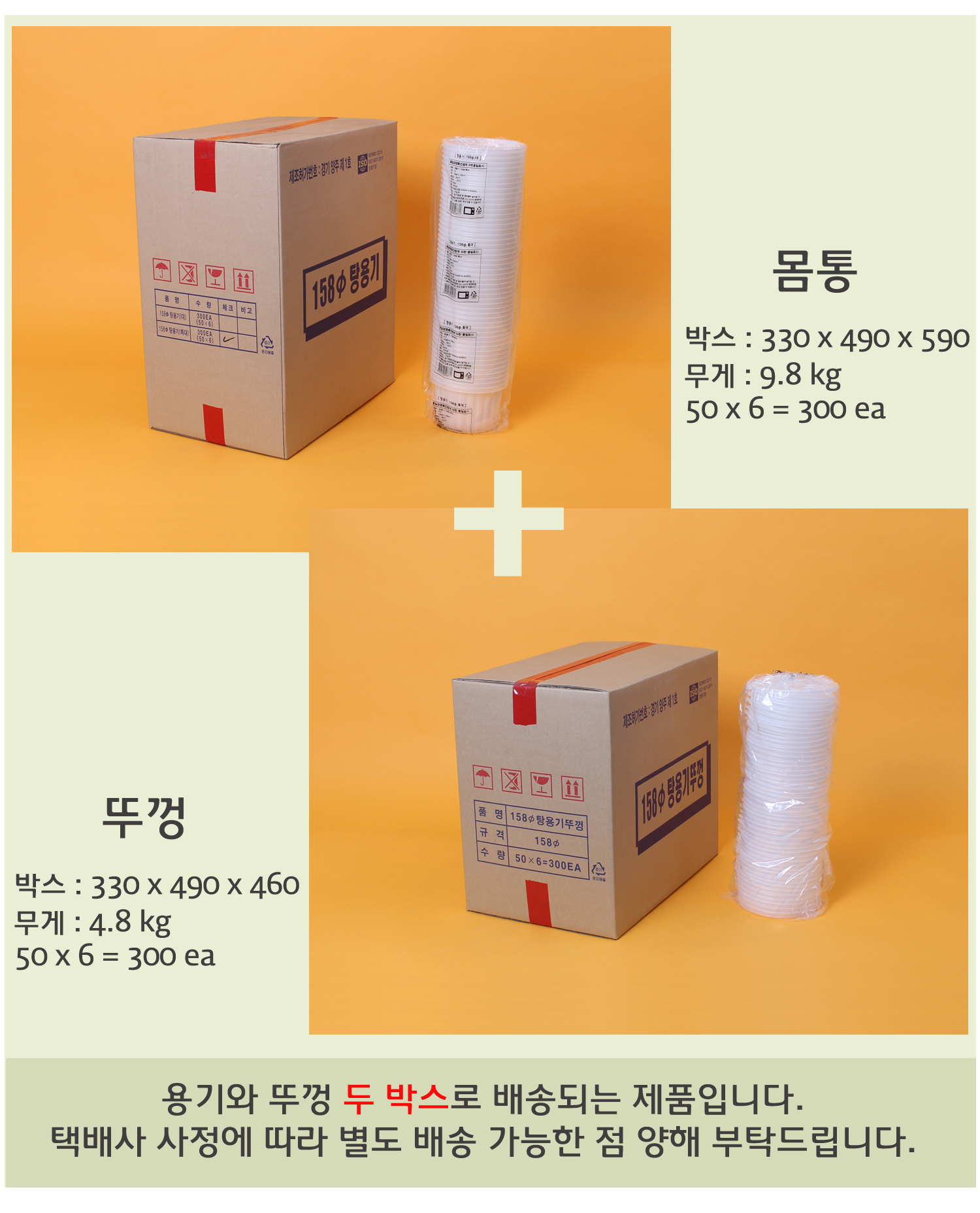 배송되는 박스의 사이즈와 무게가 표기된 이미지와 배송 안내