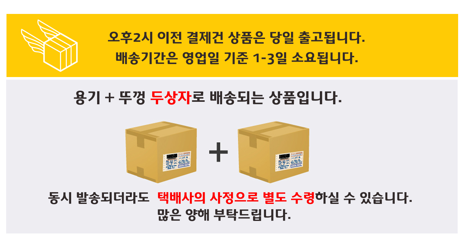 배송되는 박스 수량, 배송기간 안내 이미지
